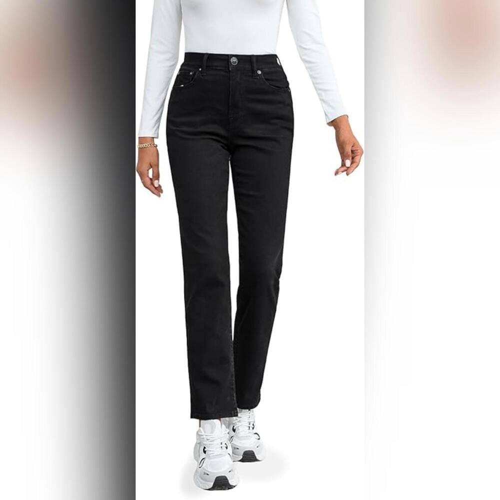 NWT Straight Leg Mom Jeans High Waisted Trendy Ankle Denim Jeans, 10S